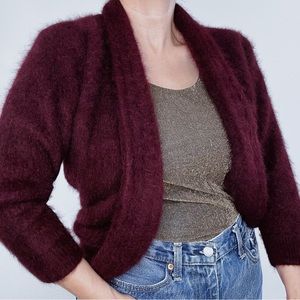 Aubergine Mohair Cropped Cocoon Shrug Cardigan
